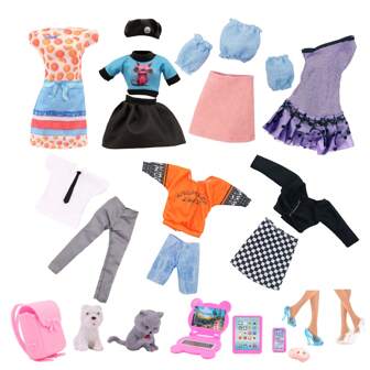 Adorno miniatura de Feliz Navidad y lindos trajes navideños para muñecas de 30cm/11.8 pulgadas, accesorios de casa de muñecas, ropa de muñecas, vestidos, regalo de Halloween/Día de Acción de Gracias/Navidad (los patrones de algunos accesorios pueden ser aleatorios)