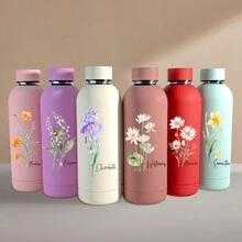 个性化 17 盎司彩色诞生花度假玻璃杯、定制雕刻诞生花旅行杯、沙滩玻璃杯、不锈钢杯、女孩周末礼物、激光雕刻玻璃杯、个性化玻璃杯 - 多色 - 查看 2