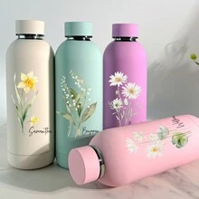 个性化 17 盎司彩色诞生花度假玻璃杯、定制雕刻诞生花旅行杯、沙滩玻璃杯、不锈钢杯、女孩周末礼物、激光雕刻玻璃杯、个性化玻璃杯 - 多色 - 查看 8