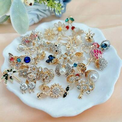 5/10 件多色迷你水钻防曝光胸针，适用于围巾、帽子、背包、袖口配饰、节日礼物、礼服配饰、衣服包饰、学校办公室配饰、衬衫夹克珠宝、圣诞节万圣节衣服别针、有趣可爱的教师礼物