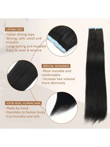 Tape In Hair Extensions Human Hair 20pcs/Pack/30g Remy Straight Invisible Tape Adhesive Hair Extensions Suitable For All People 10-24 Inches - S1B - View 6