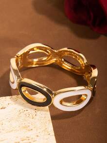 1 件时尚椭圆形彩色油滴镂空手链，适合日常佩戴和派对 - 滴油款 - 查看 2