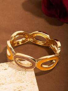 1 件时尚椭圆形彩色油滴镂空手链，适合日常佩戴和派对 - 滴油款 - 查看 3