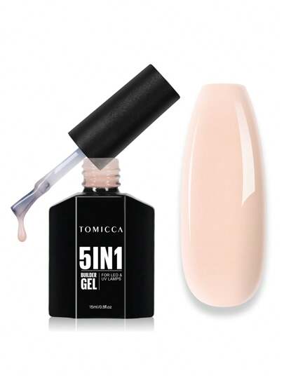 TOMICCA TOMICCA Light Apricot Color Builder Gel 5-In-1, 15ml 1Pc, Quick-Drying Under UV/LED Light Gel Nail Polish,For Nail Extension, Reinforcement, Nail Art Decoration And Rhinestone Application, Suitable For DIY Nail Tips At Home Or As A Gift