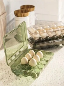 1 件装冰箱鸡蛋储存容器，带盖储存鸡蛋架，创意鸡蛋架，厨房透明储物盒 - 彩色 - 查看 4