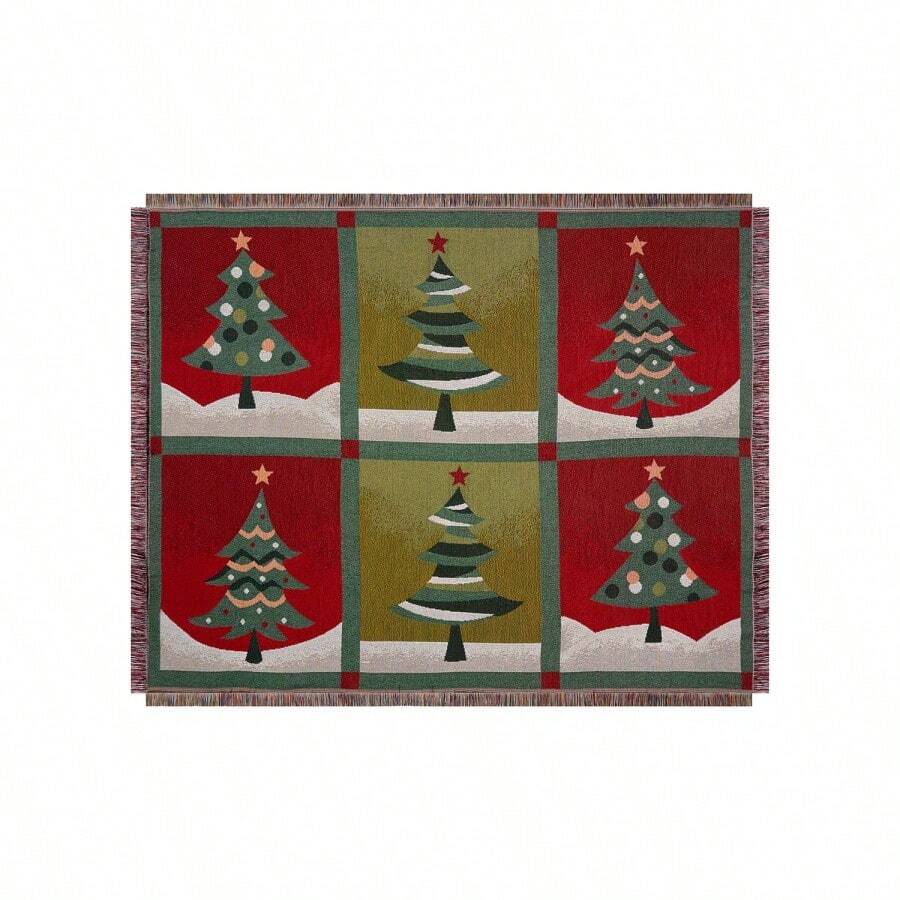 Peel Forest 圣诞快乐毯子壁挂沙发地毯松树圣诞树 - 多色 - 查看 1