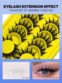GROINNEYA 6 Pairs Wet Manga Lashes Anime False Eyelashes Natural Look Fake Lashes Dramatic Eyelashes Wet Wispy Eyelashes Extensions Makeup Tool(SJ01) - Black - View 5