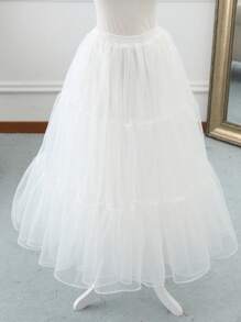1 pièce Jupon polyvalent, jupe-culotte longue en tulle doux de style Lolita, jupon pour Lolita/Cosplay, convient pour Halloween, Noël, rose 80cm
