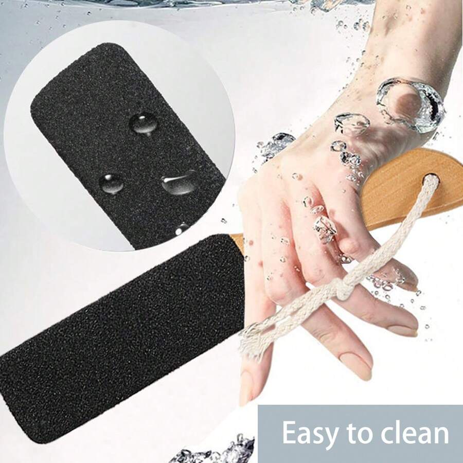 1ชิ้น แปรงขัดเท้าแบบสองด้าน มีด้ามไม้ เครื่องมือปัดเท้า สำหรับขจัดผิว