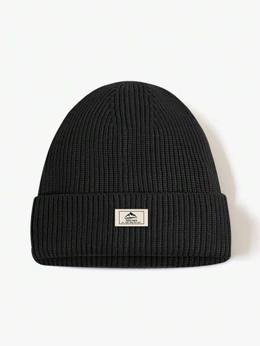 2 In 1Beanie Knit Balaclava Black Elastic Skull Cap Casual Knitted Hats