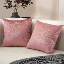 1pc Double-Sided Baroque Style Gold Foil Printed Velvet Cushion Cover,No Filling. The Soft Velvet Fabric With Gold Foil Print Shiny Shimmering Design, Suitable For Sofa, Couch, Bed, Car, Chairs, Window Seats, Loveseat, Living Room, Bedroom, Floor, Bench, Office, Cafe Etc.