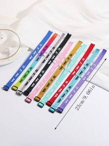 2pcs Wwjd Letter Jacquard Knit Wristband Bracelet & Cross Decor Braided Hand Rope Bracelet Unisex Sports Wristband - Multicolor - View 6