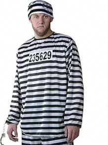 1 Set Halloween Cosplay Anime Prisoner Uniform, Classic Striped Convict Stage Performance Outfit, Men