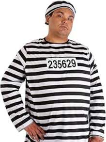1 Set Halloween Cosplay Anime Prisoner Uniform, Classic Striped Convict Stage Performance Outfit, Men