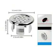 Plastic Bathroom Kitchen Basin Sink Overflow Cover Ring Insert Replacement, Chrome Hole Round Drain Cap, Basin Accessory Sink Basin Trim Overflow Cover Insert In Mesh Hole Round Caps Silver Tone Home Bathroom Decor Fall Decor Back To School