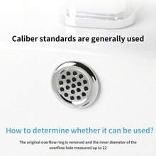 Plastic Bathroom Kitchen Basin Sink Overflow Cover Ring Insert Replacement, Chrome Hole Round Drain Cap, Basin Accessory Sink Basin Trim Overflow Cover Insert In Mesh Hole Round Caps Silver Tone Home Bathroom Decor Fall Decor Back To School