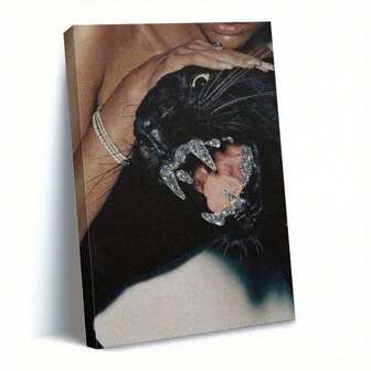 1pc Jaguar Diamond Canvas Canvas Modern Luxury Designer FashionTiger Poster Canvas Painting Wall Art Prints Poster Wall Picture Decor For Home Gifts, Living Room, Bathroom, Bedroom, Kitchen Frameless