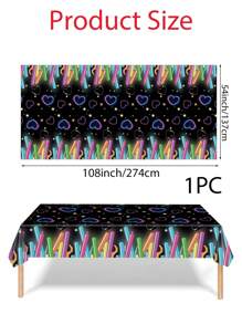 1 pièce Nappe pour table d'anniversaire thème néon lumineux 130 x 220 cm/137 x 274 cm, nappe de décoration de scène de concert d'éclairage nocturne, fournitures de fête