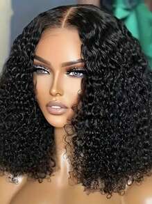 Curly Bob Wig Brazilian Virgin Human Hair 13x4 Lace Front Wigs Pre Plucked For Women 150% Density Mongolian Transparent Kinky Curly Bob Lace Frontal Wigs Wet And Wave - SNatural - View 2