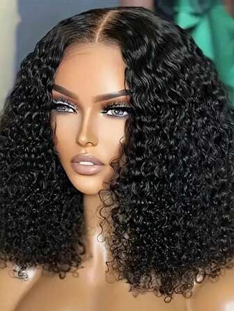 Curly Bob Wig Brazilian Virgin Human Hair 13x4 Lace Front Wigs Pre Plucked For Women 150% Density Mongolian Transparent Kinky Curly Bob Lace Frontal Wigs Wet And Wave