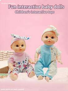 29厘米仿真娃娃玩具，眼睛可动，会喝水和排尿，4种音效，配有奶瓶和安抚奶嘴，互动游戏套装，可作儿童睡眠伴侣。 - 彩色 - 查看 1