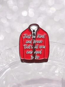 1 件正能量名言珐琅别针只要善良勇敢，这就是你所需要的歌词胸针歌手翻领徽章礼物 - 紅色 - 查看 7