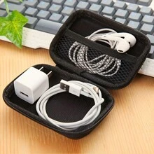 1 pieza Bolsa de almacenamiento multifuncional para juegos de cartas, auriculares inalámbricos, bolsa de EVA, posibles problemas menores de costura. Bolsa de almacenamiento de cable de carga de datos portátil, estuche con cierre resistente a golpes, estuche de viaje para auriculares, disponible en varios colores
