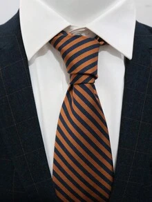 1 条休闲条纹涤纶商务领带，适合所有季节 - 彩色 - 查看 1