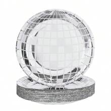 10pcs-Can Hold 10 Guests Lamp Ball Disposable Paper Plate Disco Party Tableware Disposable Round Dinner Plate Tableware Holiday Celebration Birthday Party Banquet Tea Party Wedding Exquisite Craft Fashion Match St. Patrick's Day Easter Valentine's Day
