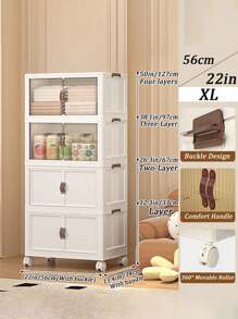 1pc Collapsible Plastic Storage Box Organizer, 1-5 Layers Stackable Storage Container With Lid And Casters, For Bedroom, Living Room, Kitchen, Study, Office, Foldable Storage Bin Decorations Decor Festival Decor Room Decor Home Decor Bed Room Decor Bedroom, Organizer, Home Storage, White T Shirt Women, Black Pants Women, Ladies Winter Clothes, Dress, - Multicolor - View 21