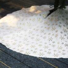 1 pieza Falda de árbol de Navidad esponjosa y blanca simple, impresión creativa alrededor del árbol de Navidad, alfombra de árbol de Navidad de poliéster, decoración interior y exterior para fiestas de Navidad, vacaciones de invierno y Año Nuevo, decoración de escena, decoración navideña, decoración de habitación, decoración del hogar, decoración de oficina, mejor regalo de decoraciones navideñas, decoraciones navideñas para el hogar, regalos de Navidad, decoración navideña - Dorado - Ver 9
