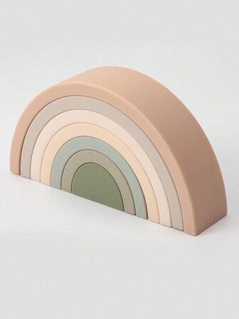 1 Set 7 Pcs Silicone Rainbow Stacking Toy, Color Sorting Stacking Game Rainbow Stacker Shape Matching Learning For Toddlers,Montessori Nesting Blocks Toys For Early Development Christmas Birthday Gift