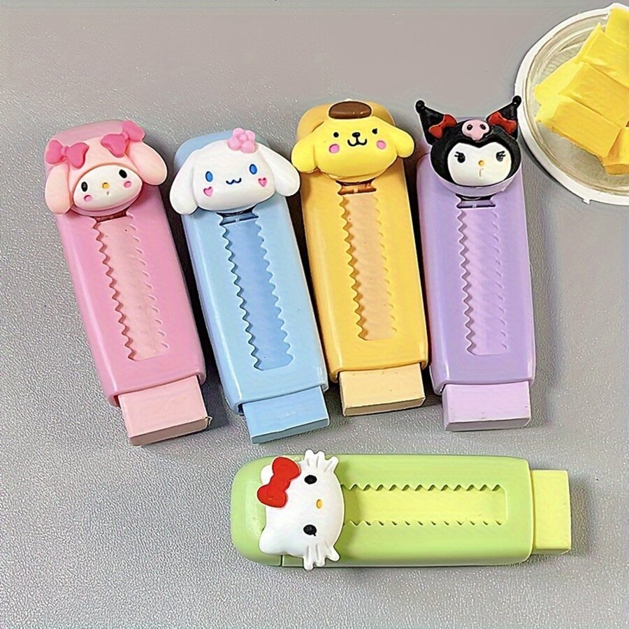 Sanrio Cute Character Erasers Set Durable ABS Material, No Smudging