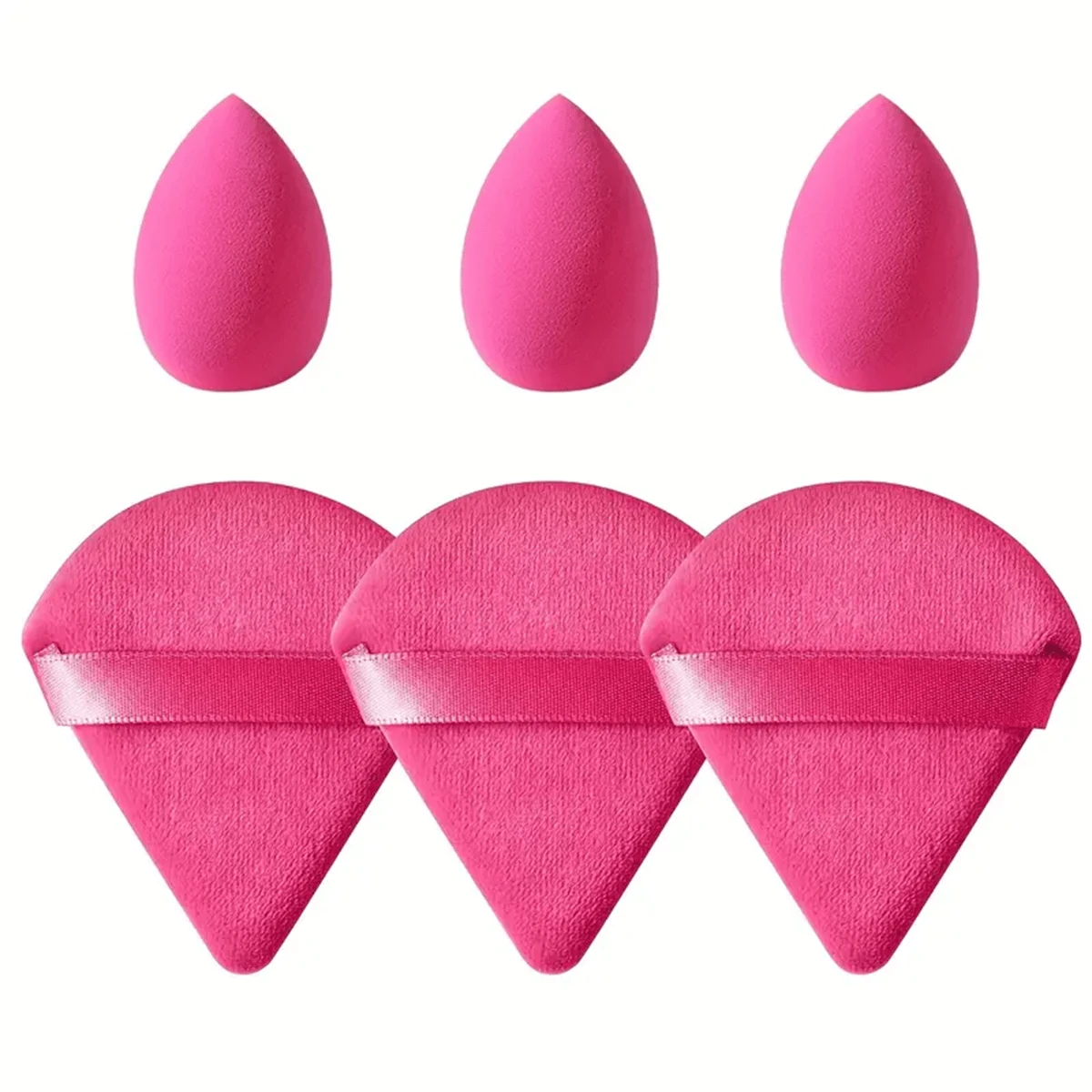6pcs Makeup Sponge Set 3 Flocked Powder Puff, 3 Mini Makeup Sponges
