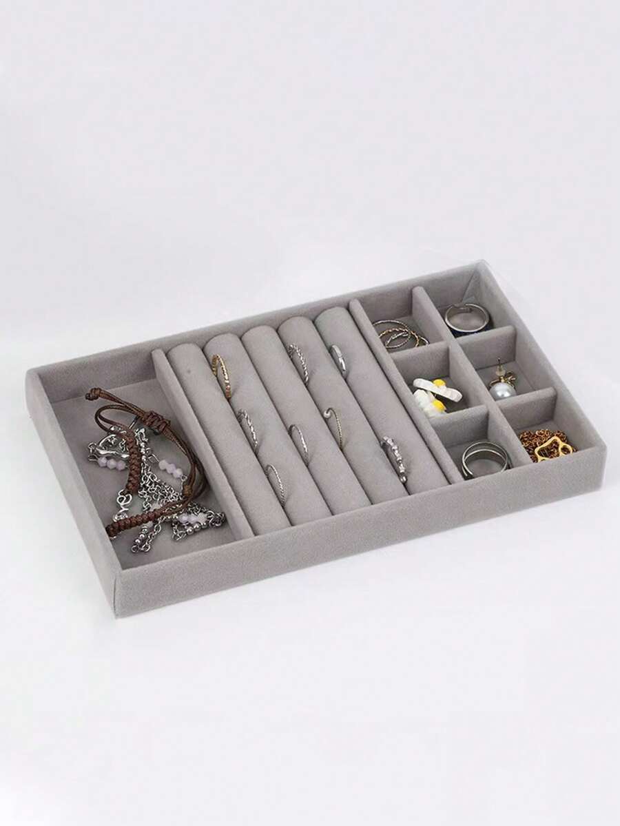 1 件珠宝托盘珠宝展示托盘灰色天鹅绒耳环展示防尘收纳道具抽屉式珠宝收纳盒 - 彩色 - 查看 1