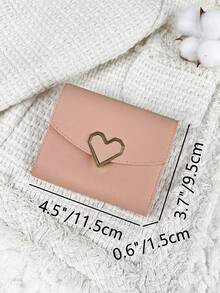 金属爱心小钱包零钱包小钱包对折女士钱包迷你轻便简约时尚现代商务钱包，适合周年纪念日、圣诞节、情人节、生日礼物、送给爱人的礼物、送给女性、女孩、女士、女生、学生包包，也适合学校宿舍和返校季使用。 - 粉色 - 查看 6