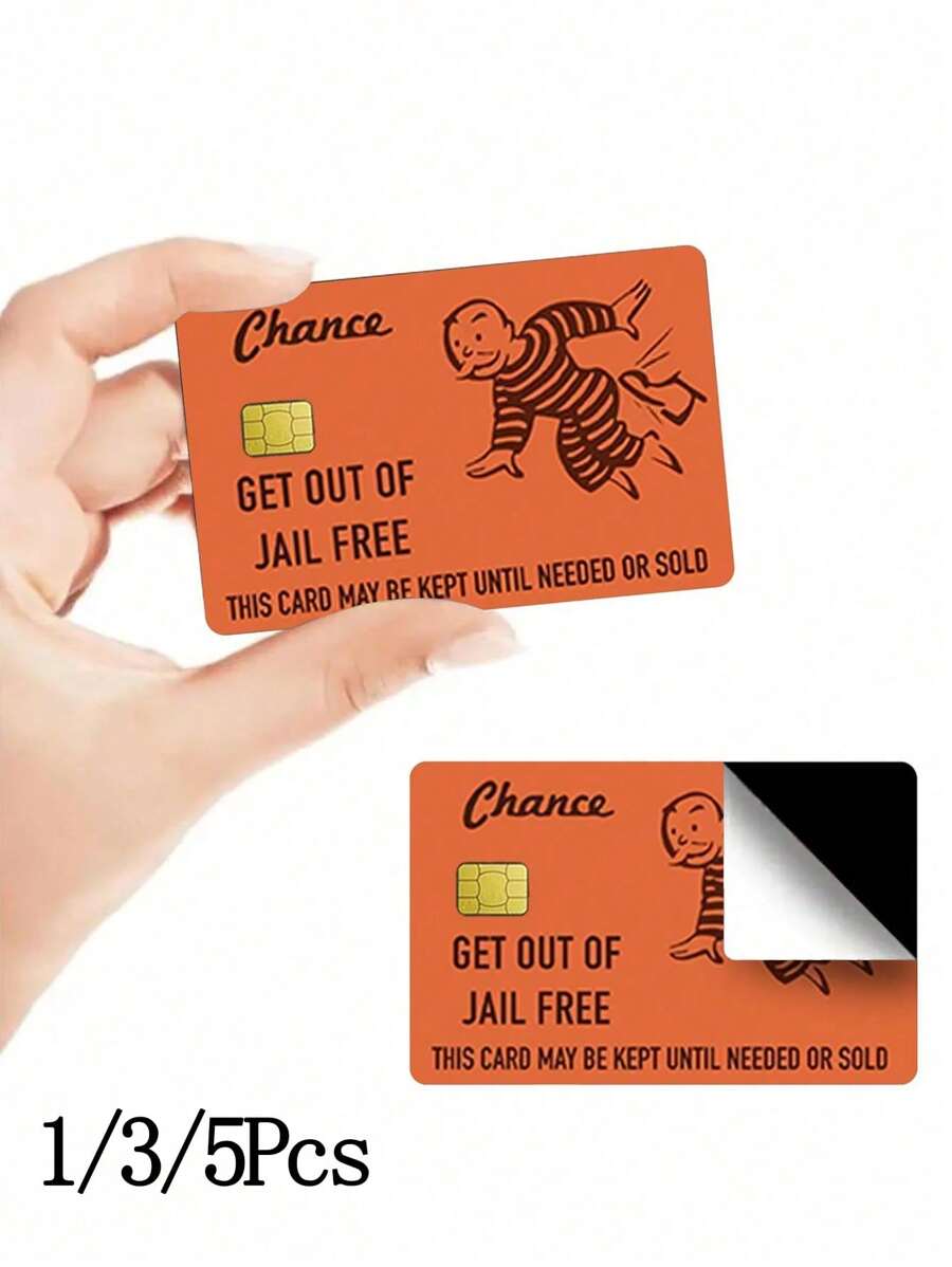 1/3/5 miếng dán thẻ Monopoly Get Out Of Jail miễn phí, miếng dán thẻ tín dụng Get Out Of Jail miễn phí, miếng dán thẻ tín dụng, miếng dán thẻ ngân hàng cá nhân hóa mỏng, miếng dán vui nhộn chống thấm nước, dành cho thẻ tín dụng, thẻ ghi nợ, EBT, thẻ ngân hàng, chìa khóa giao thông, chống thấm nước, chống trầy xước, chống trượt - Nhiều màu - Xem 1