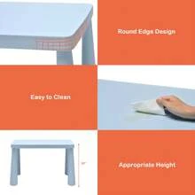 Homasis Kids Table & 2 Chairs Set Toddler Activity Play Dining Study Desk Baby Gift - Màu xanh lam - Xem 8