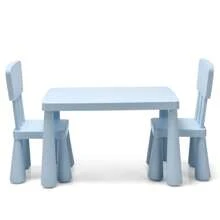Homasis Kids Table & 2 Chairs Set Toddler Activity Play Dining Study Desk Baby Gift - Màu xanh lam - Xem 10