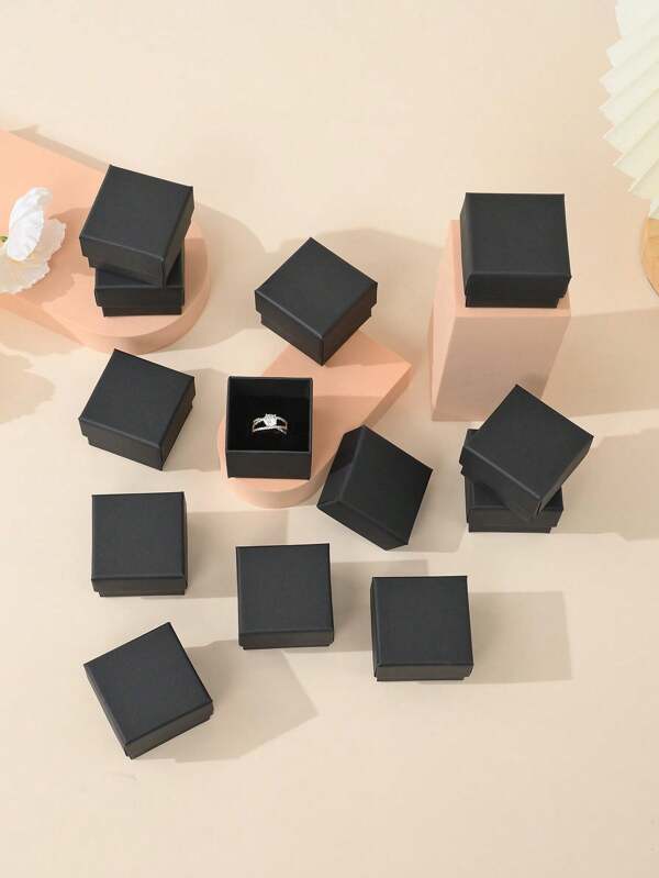 12pcs Simple & High-Grade Jewelry Packaging Box For Earrings, Rings, Necklaces, Pendants, Suitable For Holiday Gifts Packaging Valentine's Day Back To School