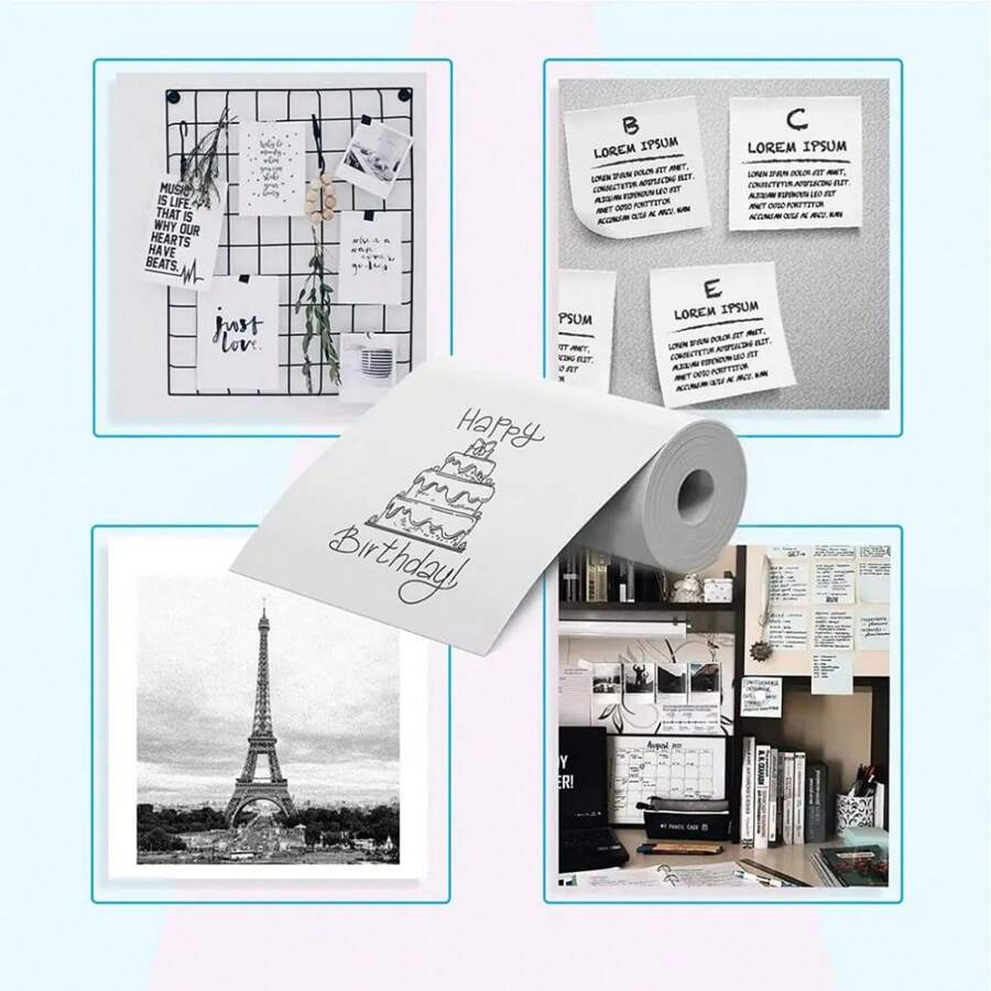 3 Rolls Thermal Paper For Mini Portable Printer Thermal Paper Sticky