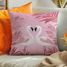 1 个 17.7*17.7 英寸（45*45 厘米）粉色火烈鸟印花抱枕套（单面印花），适用于家庭、沙发、床上装饰、育儿室、汽车等。 - 粉紅色火烈鳥 - 查看 5