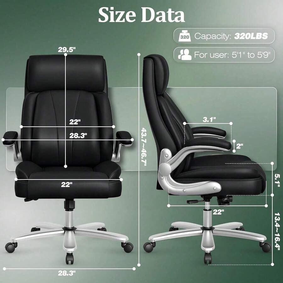 Office Chair, Ergonomic Desk Chair, 500lbs Heavy Duty Executive Leather