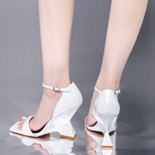 BELOVELY[CROSSHEL-2] Women's Vera Wedge Sandal Walking Shoes Girl Footwear Shoe Summer Comfort Dance Stylish Leather Design Buckle Dress - 白色 - 查看 4