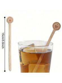 100支装木制咖啡搅拌棒，100支一次性咖啡搅拌棒，5.9英寸木制饮料搅拌棒，适用于咖啡和鸡尾酒，光滑端木制饮料搅拌棒，饮料棒，咖啡吧用品，学生必备，返校季 - 卡其色 - 查看 5