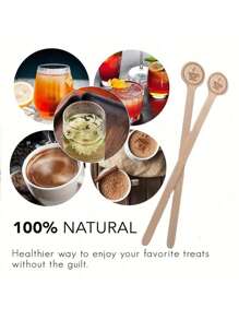 100支装木制咖啡搅拌棒，100支一次性咖啡搅拌棒，5.9英寸木制饮料搅拌棒，适用于咖啡和鸡尾酒，光滑端木制饮料搅拌棒，饮料棒，咖啡吧用品，学生必备，返校季 - 卡其色 - 查看 4