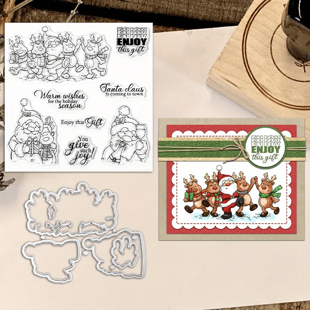 Nuevos troqueles y sellos de corte de Metal de Papá Noel de Navidad, plantilla para álbum para