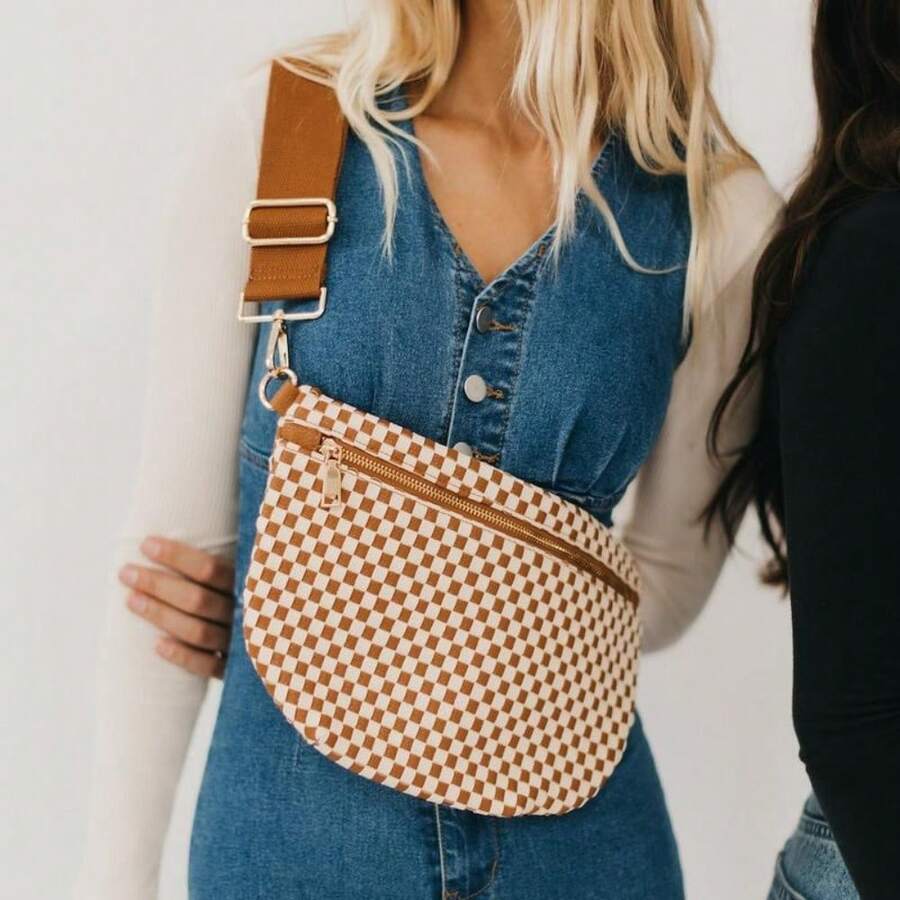 Woven Bum Bag In Multiple Color Options And Check Design Comes With