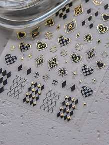 1 件心形指甲饰品贴纸 DIY 艺术 Y2K 风格烫印指甲装饰饰品