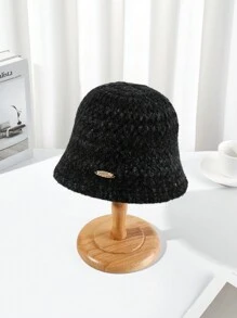1pc New Autumn/Winter Women Knitted Bucket Hat, Ear Warmer Design, Casual Versatile Bucket Hat